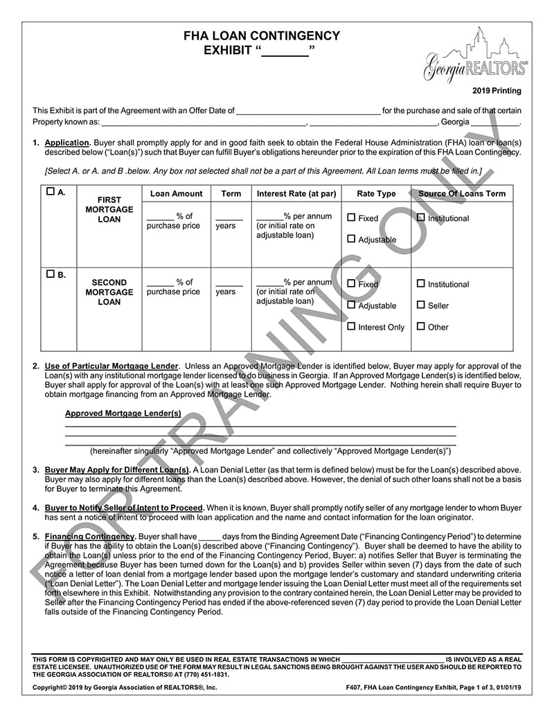 FHA Loan Contingency Exhibit.