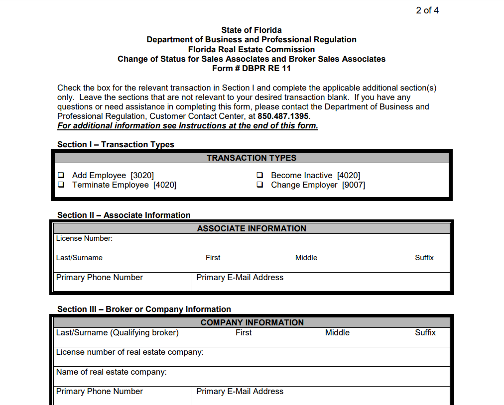 Florida Department of Business & Professional Regulation website page to activate Sales Associate license.