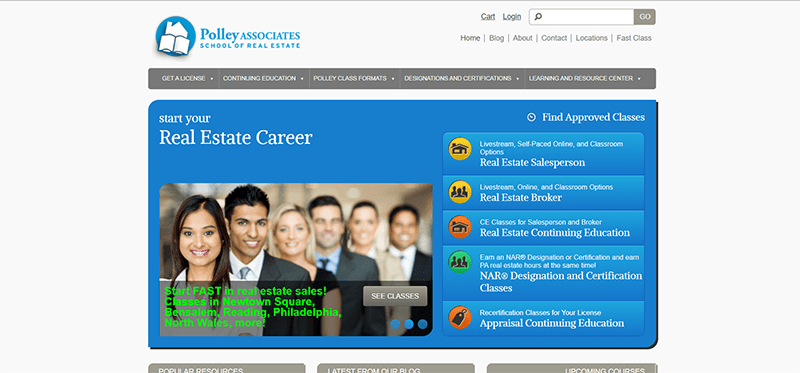 Advertisement for real estate courses from PolleyAssociates.