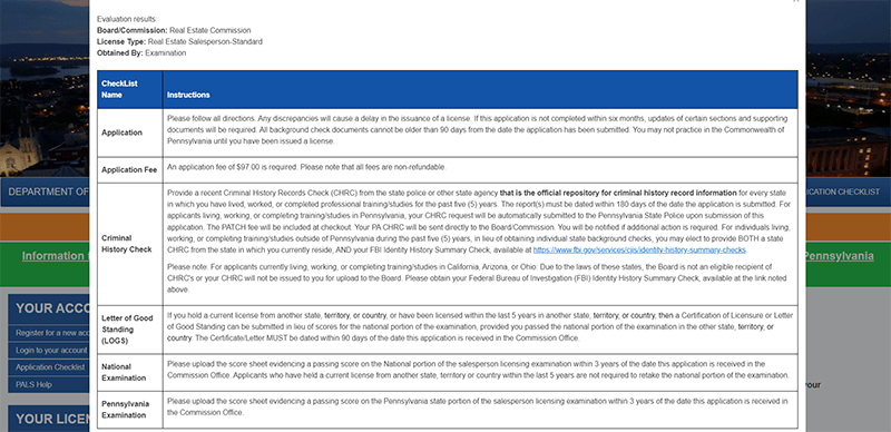 A sample of the evaluation results shown based on your answers.