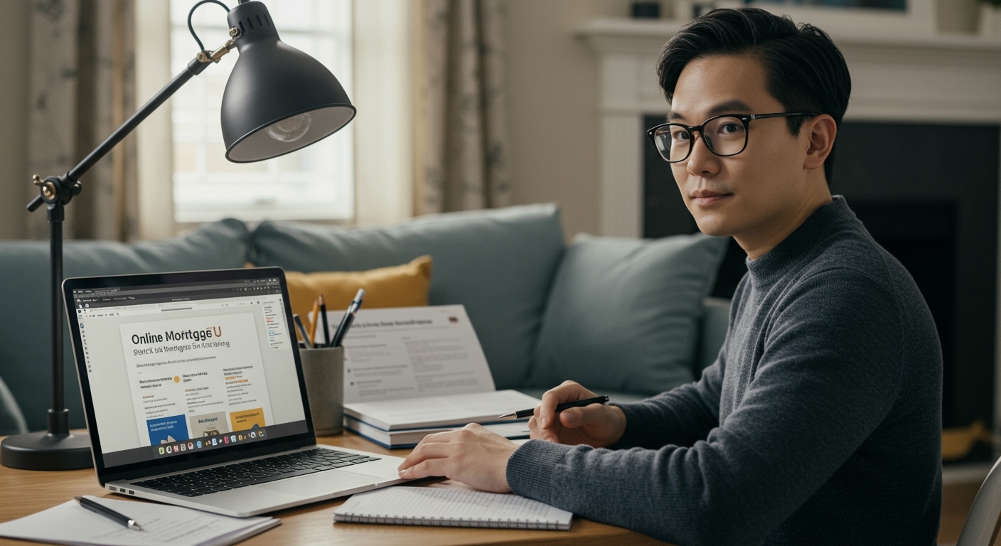Beginner exploring mortgage career paths using online resources and training from RealEstateU