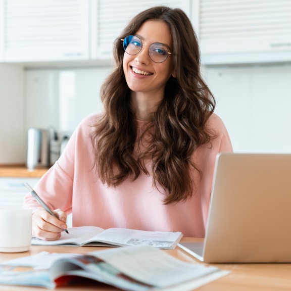 Woman studying for real estate license
