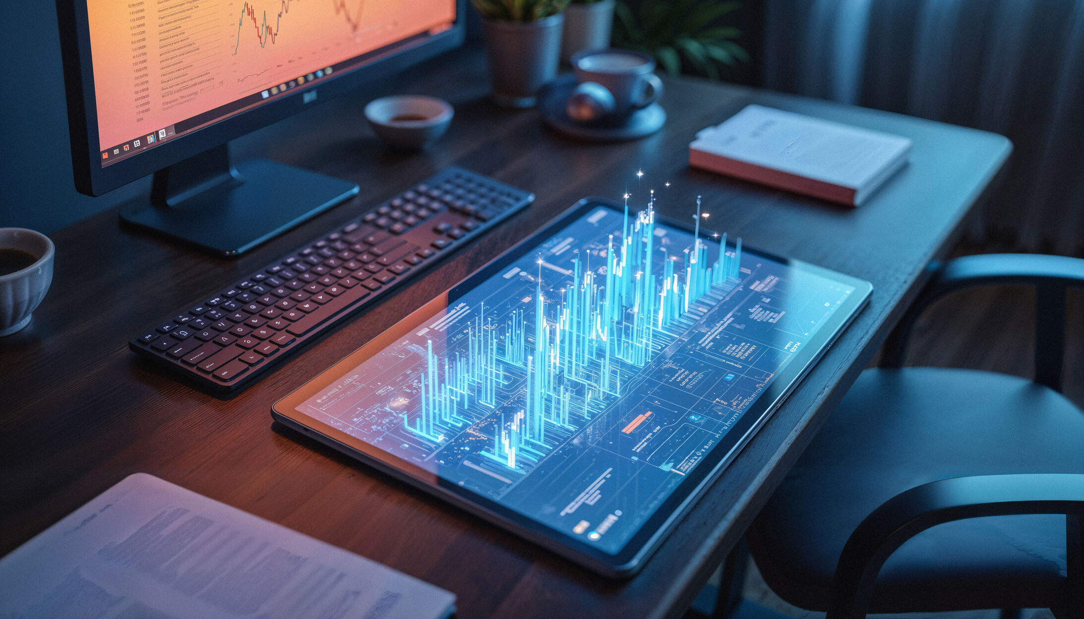 AI-powered property analytics dashboard illustrating real estate market trends in technology
