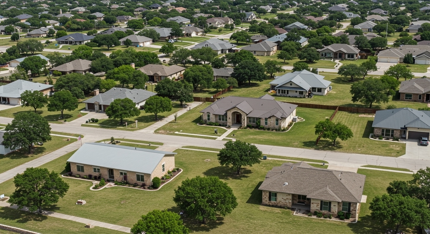 Aerial view of a suburban Texas community, ideal place to start an MLO career in 2026